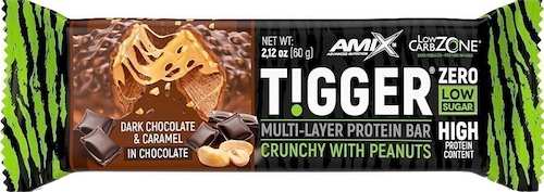 Amix Nutrition Amix Tigger Zero bar 60 g - Tmavá čokoláda/karamel