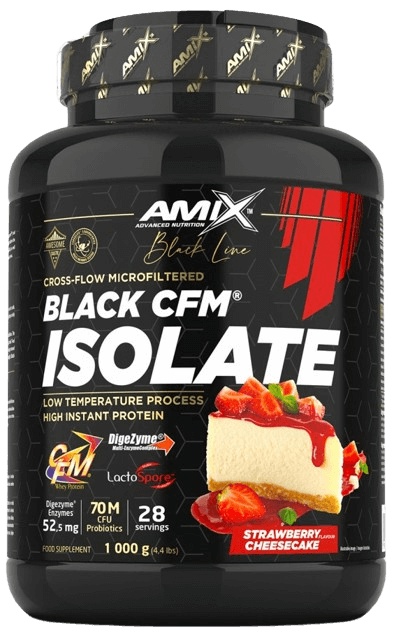 Amix BLACK Line Black CFM Isolate 1000 g - jahodový cheesecake