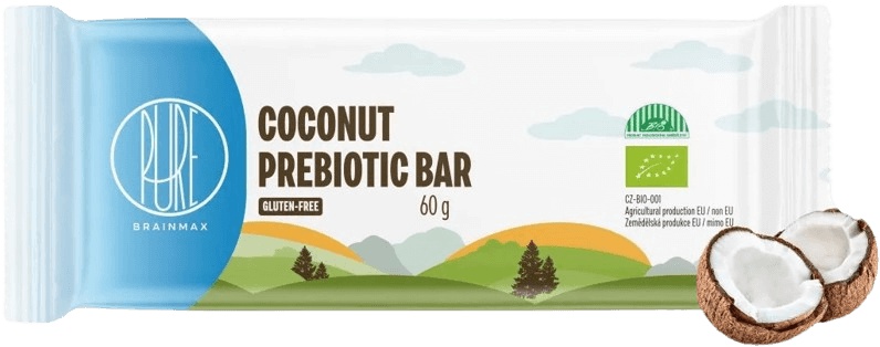 BrainMax Pure Prebiotic Bar tyčinka s vlákninou BIO 60 g - Kokos