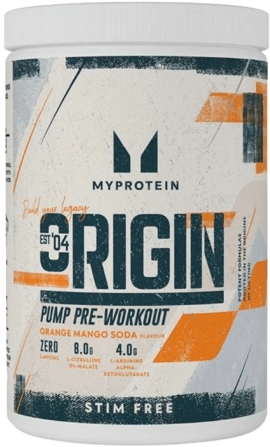 MyProtein Origin Stim-Free Pre-Workout 600 g - pomeranč/mango