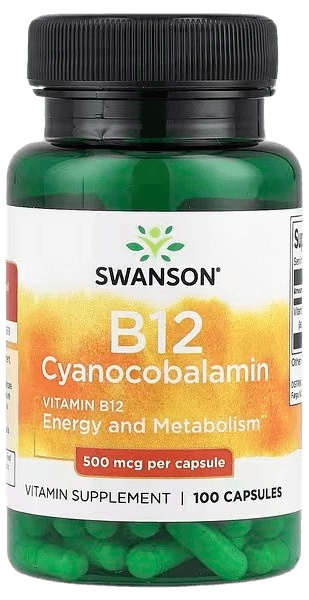 Swanson Vitamin B12 500 mcg 100 kapslí