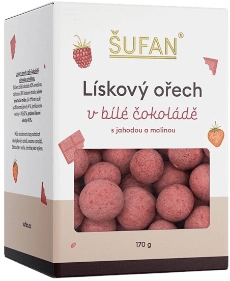 Šufan Lískový ořech 170 g - bílá čokoláda/jahoda a malina