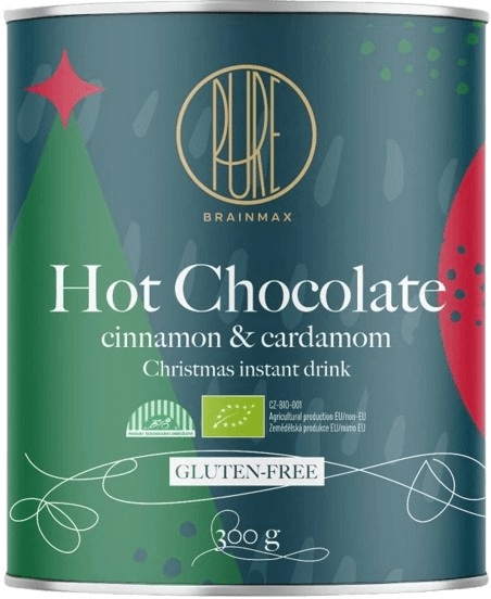 BrainMax Pure Hot Chocolate Cinnamon & Cardamom Horká čokoláda skořice a kardamom BIO 300 g