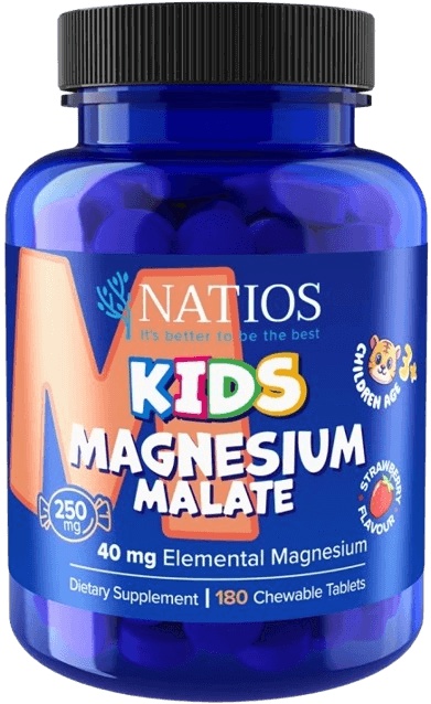 Natios Kids Magnesium Malate 250 mg 180 jahodových cucacích tabletek